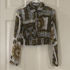 Boutique 9 Gold and Black Patterned Blouse